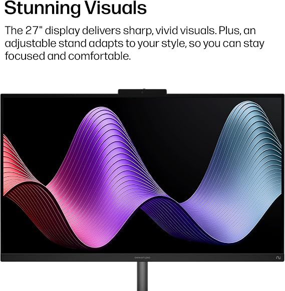 HP OmniStudio 27 inch All-in-One Desktop Next Gen AI PC, FHD Display, AMD Ryzen AI 7 445, 16 GB RAM, 512 GB SSD, AMD Radeon 840M Graphics, Windows 11 Home, Jet Black, 27-cw0102 (2026)
