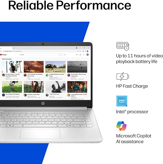 HP 2026 Everyday Laptop, Intel CPU, 128GB Storage, Copilot AI, Office 365