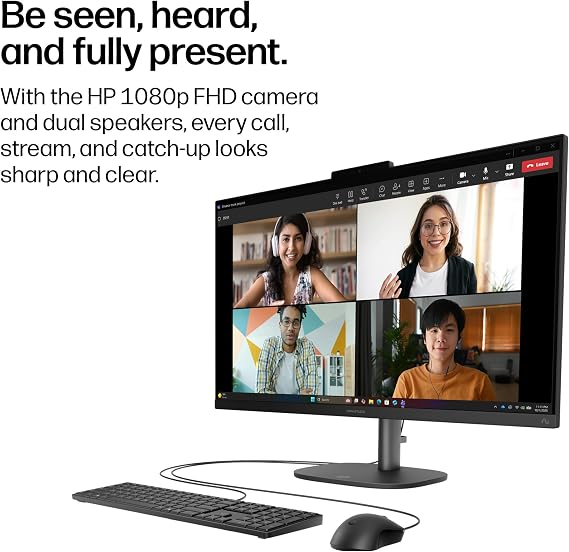 HP OmniStudio 27 inch All-in-One Desktop Next Gen AI PC, FHD Display, AMD Ryzen AI 7 445, 16 GB RAM, 512 GB SSD, AMD Radeon 840M Graphics, Windows 11 Home, Jet Black, 27-cw0102 (2026)