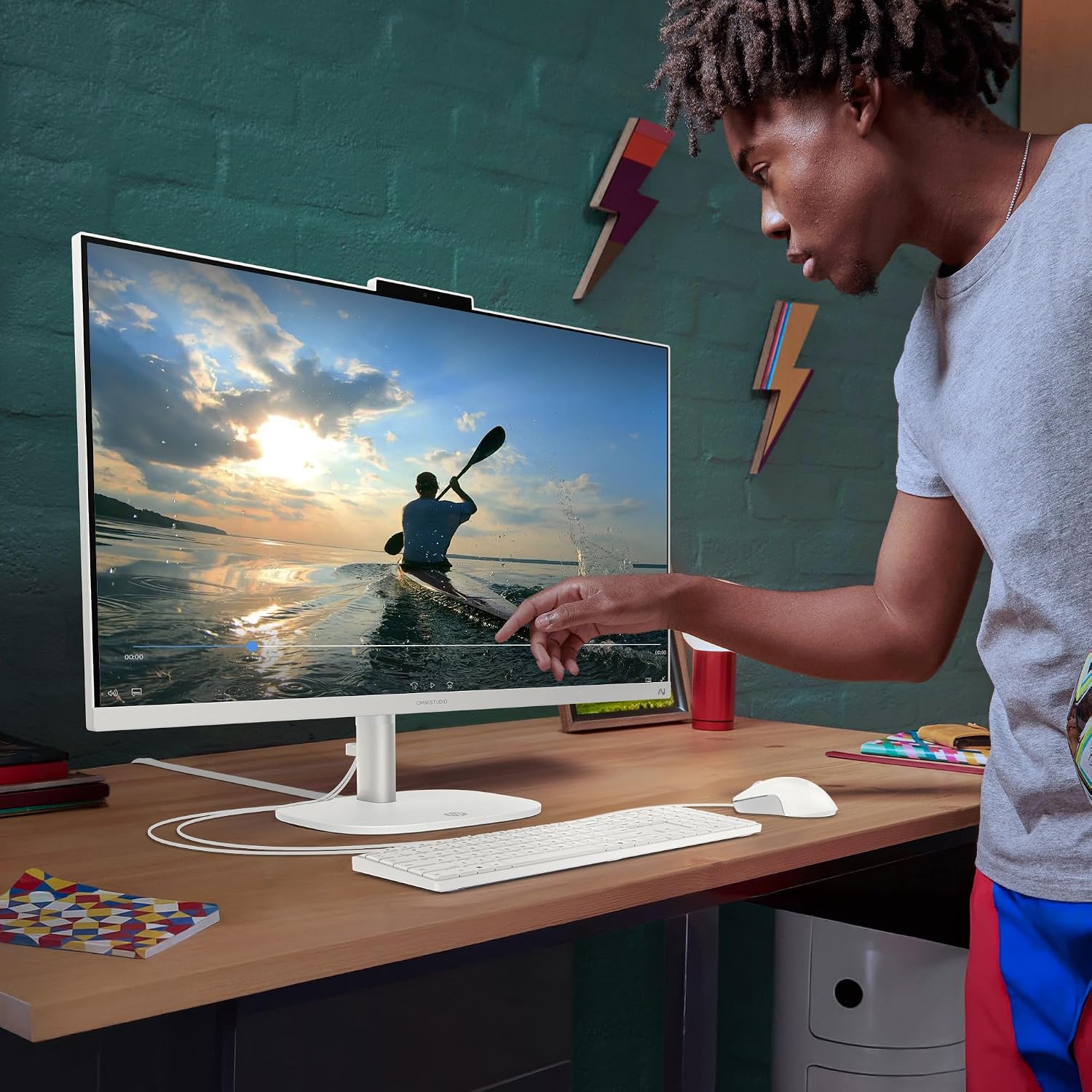 HP OmniStudio 27 inch All-in-One Desktop Next Gen AI PC, FHD Display, Intel Core Ultra 5 325, 16 GB RAM, 512 GB SSD, Intel Graphics, Windows 11 Home, Jet Black, 27-cy0002 (2026)