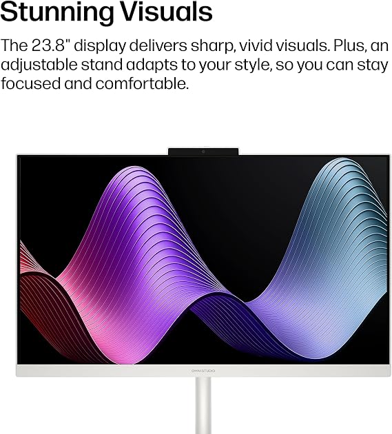 HP OmniStudio 23.8 inch All-in-One Desktop PC, FHD Display, AMD Ryzen 5 40, 8 GB RAM, 512 GB SSD, AMD Radeon Graphics, Windows 11 Home, Cotton White, 24-cv0002 (2026)