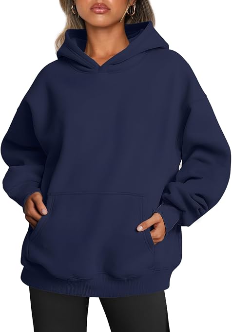 Trendy Queen Womens Hoodies Oversized Sweatshirt Cozy Fleece Hoodie,Basic Pullover Sweatshirt,Large Kangaroo Pocket,Seamless Daily Outfit Match