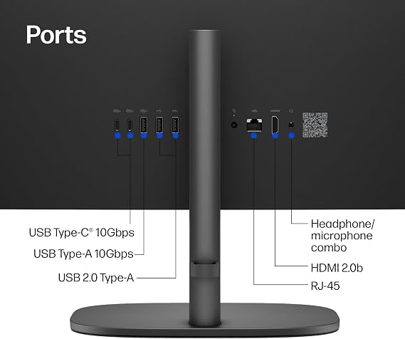 HP OmniStudio 27 inch All-in-One Desktop Next Gen AI PC, FHD Display, AMD Ryzen AI 7 445, 16 GB RAM, 512 GB SSD, AMD Radeon 840M Graphics, Windows 11 Home, Jet Black, 27-cw0102 (2026)