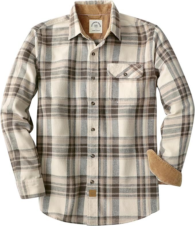 Dubinik® Flannel Shirt for Men Long Sleeve Casual Brushed 100% Cotton Vintage