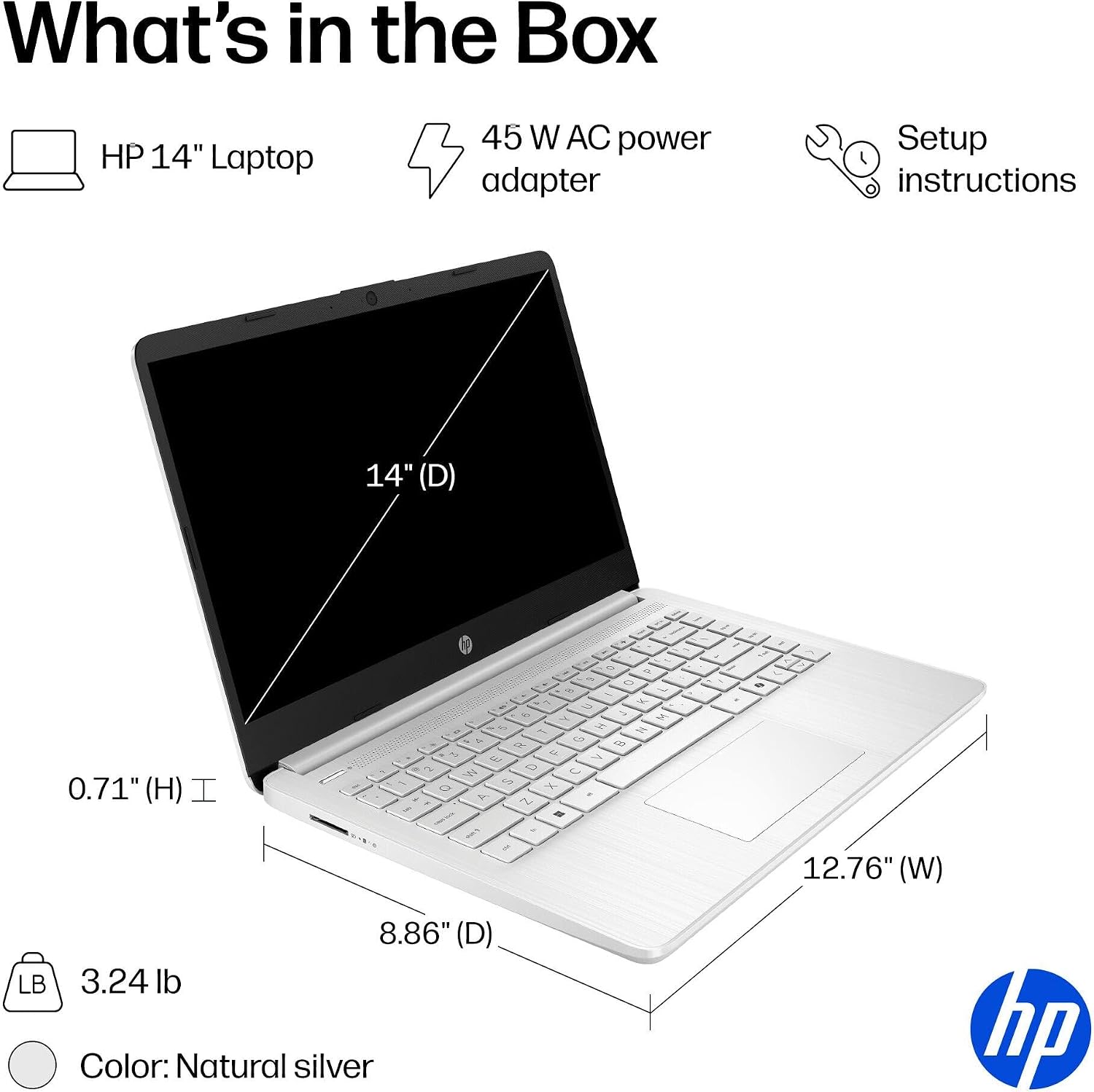 HP 2026 Everyday Laptop, Intel CPU, 128GB Storage, Copilot AI, Office 365